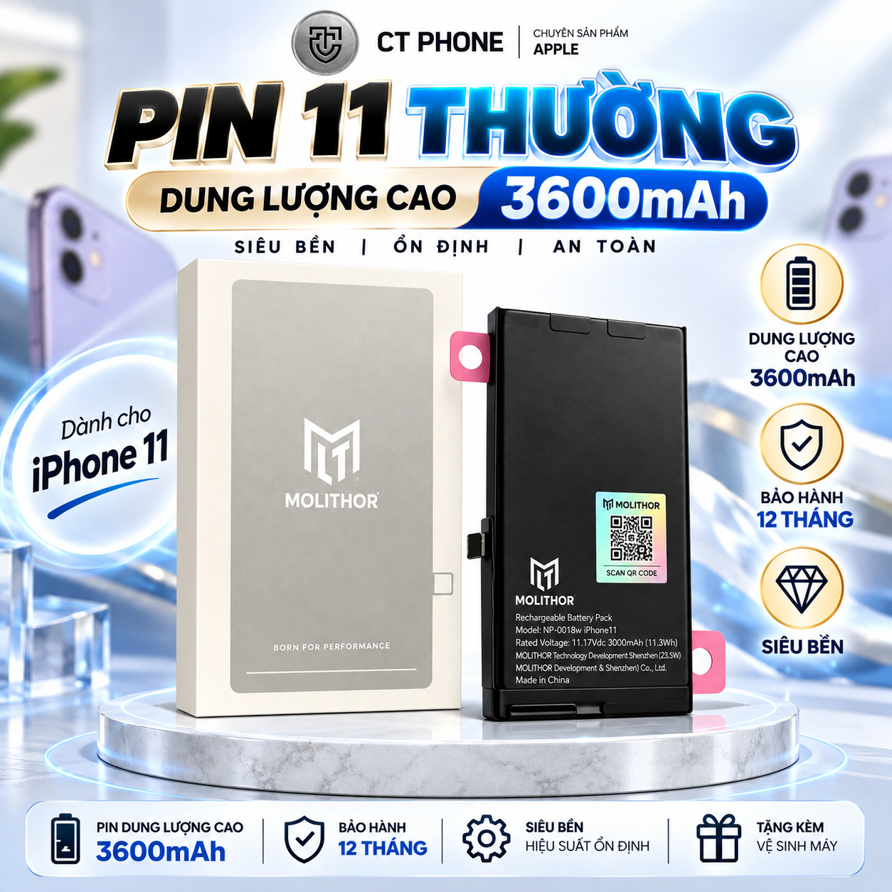 Thay pin 11 dung lượng siêu cao Minithor chạy chuẩn đoán chính hãng